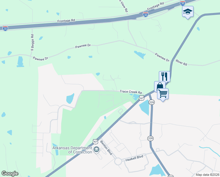 map of restaurants, bars, coffee shops, grocery stores, and more near 6004 Trace Creek Road in Benton