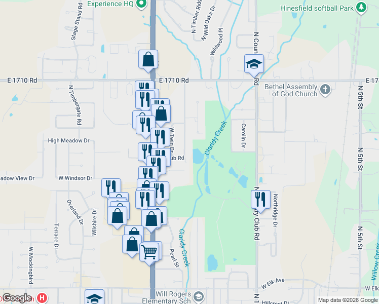 map of restaurants, bars, coffee shops, grocery stores, and more near 2114 West Club Road in Duncan