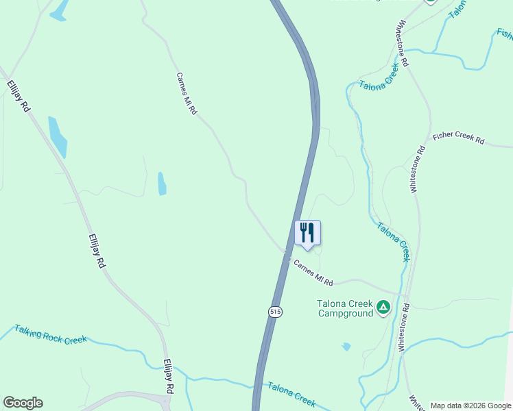 map of restaurants, bars, coffee shops, grocery stores, and more near 620 Carns Mill Road in Talking Rock