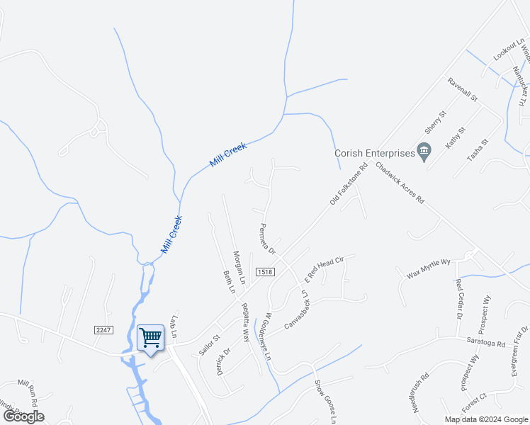 map of restaurants, bars, coffee shops, grocery stores, and more near 122 Permeta Drive in Sneads Ferry