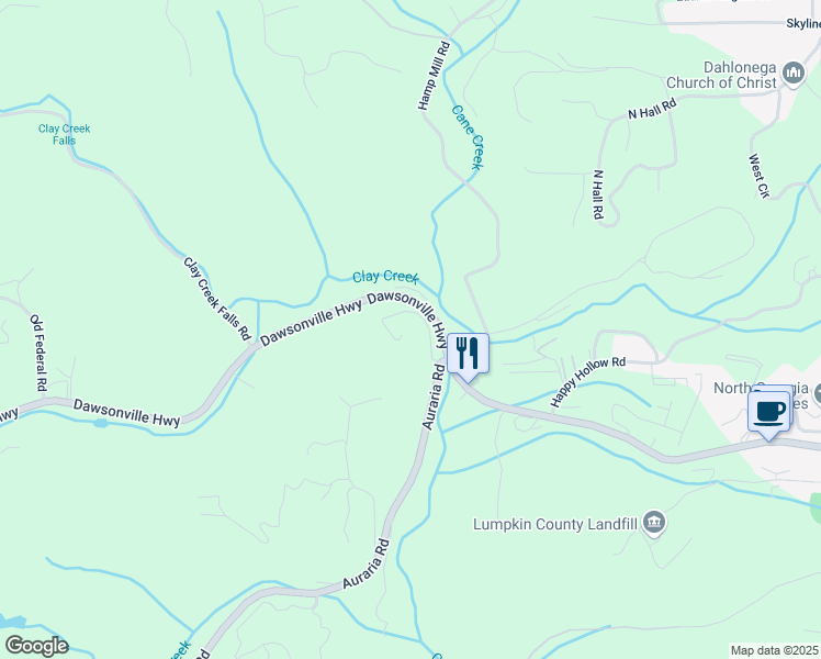 map of restaurants, bars, coffee shops, grocery stores, and more near 263 Dove Ridge in Dahlonega