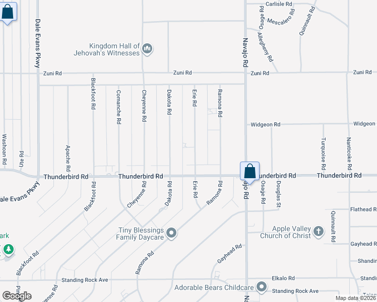 map of restaurants, bars, coffee shops, grocery stores, and more near 15394 Erie Road in Apple Valley