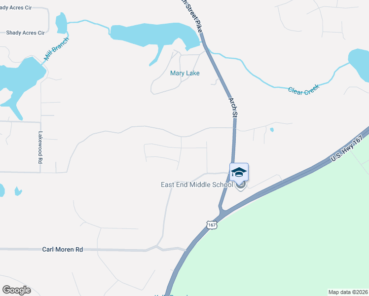 map of restaurants, bars, coffee shops, grocery stores, and more near 23419 Arch Street in Little Rock