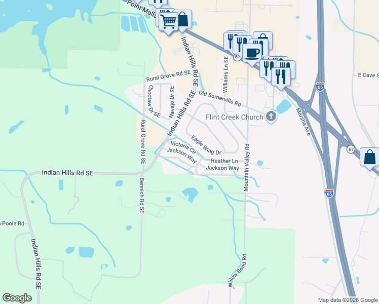 map of restaurants, bars, coffee shops, grocery stores, and more near 50 Jackson Way in Decatur