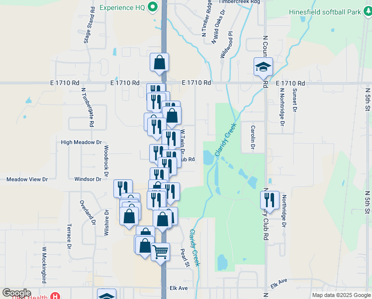 map of restaurants, bars, coffee shops, grocery stores, and more near 2112 West Twin Drive in Duncan