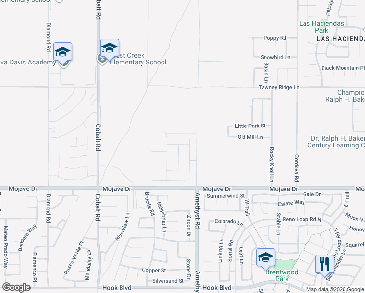 map of restaurants, bars, coffee shops, grocery stores, and more near Ameythst Road in Victorville