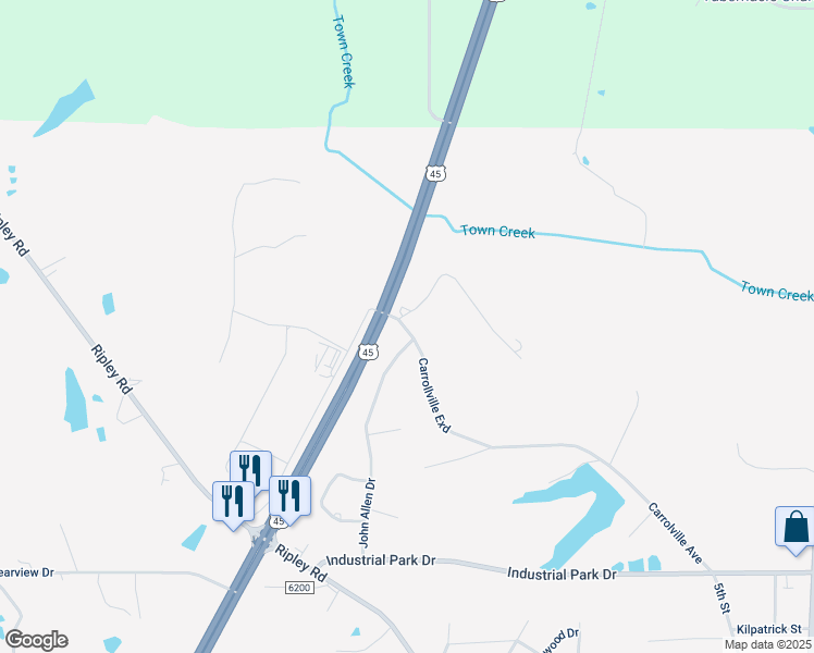 map of restaurants, bars, coffee shops, grocery stores, and more near 1460 Carrollville Exd in Baldwyn