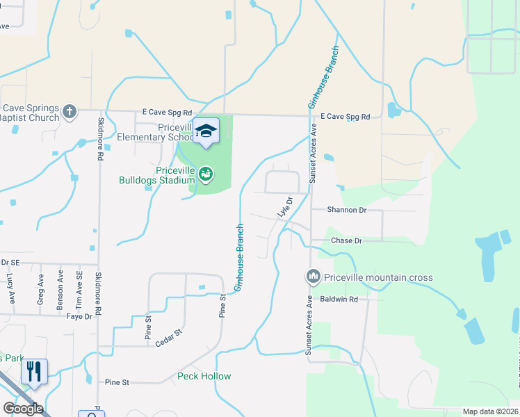 map of restaurants, bars, coffee shops, grocery stores, and more near 75 Gin Creek Crossing in Decatur