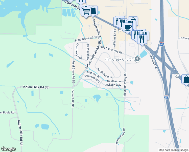map of restaurants, bars, coffee shops, grocery stores, and more near 50 Jackson Way in Decatur