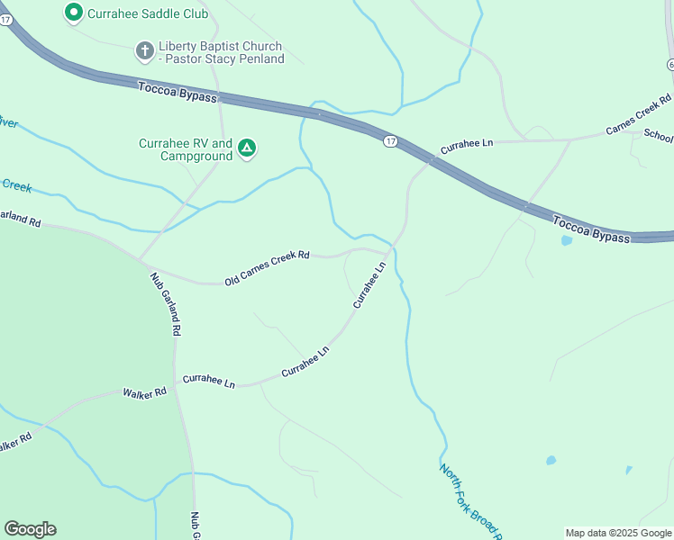 map of restaurants, bars, coffee shops, grocery stores, and more near 66 Poole Lane in Toccoa