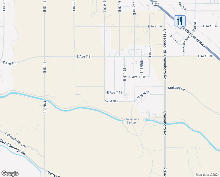 map of restaurants, bars, coffee shops, grocery stores, and more near 35814 52nd Street East in Palmdale