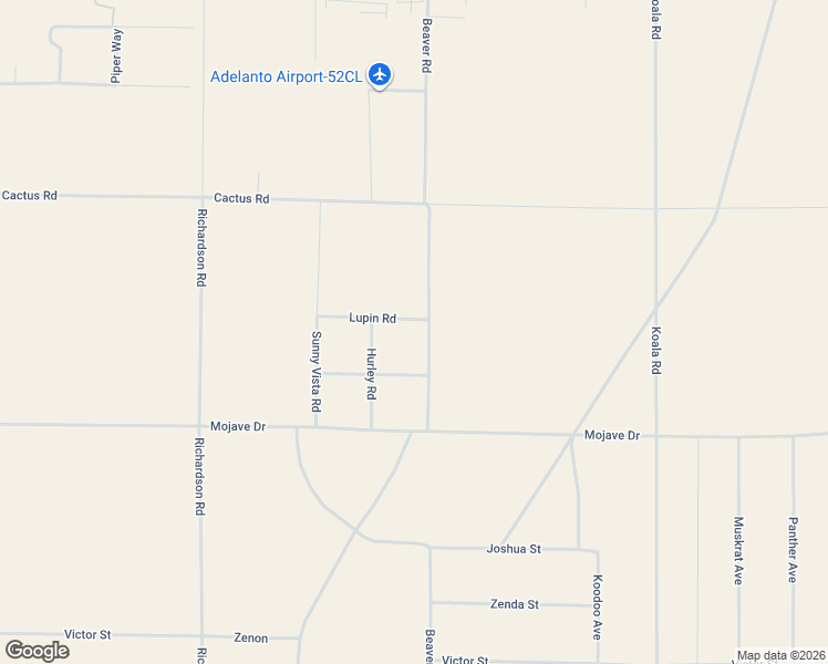 map of restaurants, bars, coffee shops, grocery stores, and more near 15473 Beaver Road in Adelanto