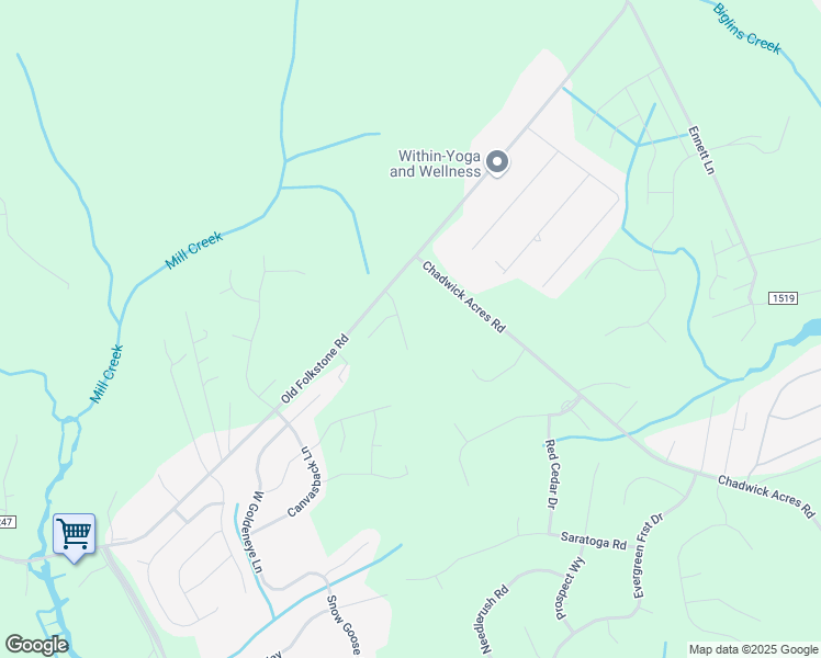 map of restaurants, bars, coffee shops, grocery stores, and more near 111 Maplecrest Drive in Sneads Ferry