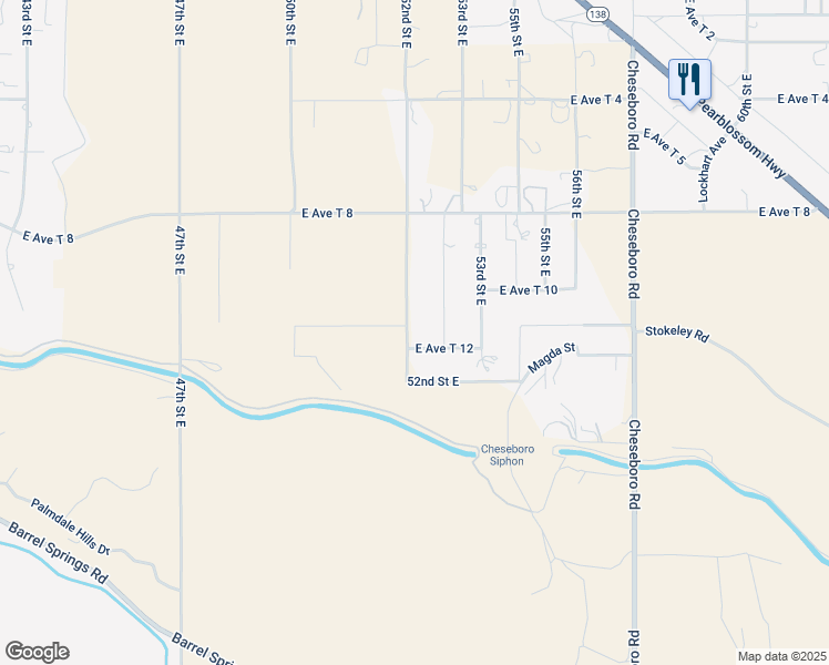 map of restaurants, bars, coffee shops, grocery stores, and more near 35814 52nd Street East in Palmdale