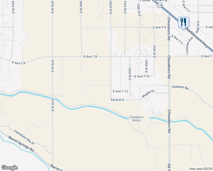 map of restaurants, bars, coffee shops, grocery stores, and more near East Avenue T 12 in Palmdale