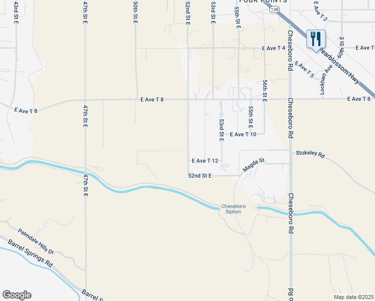 map of restaurants, bars, coffee shops, grocery stores, and more near 9503 East Avenue T 12 in Palmdale