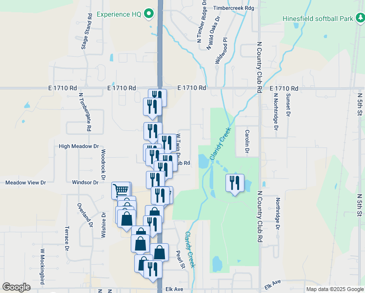 map of restaurants, bars, coffee shops, grocery stores, and more near 2112 West Twin Drive in Duncan