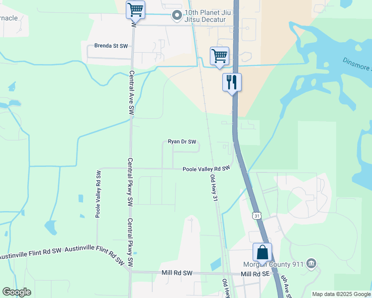 map of restaurants, bars, coffee shops, grocery stores, and more near 3907 Boxwood Lane Southwest in Decatur
