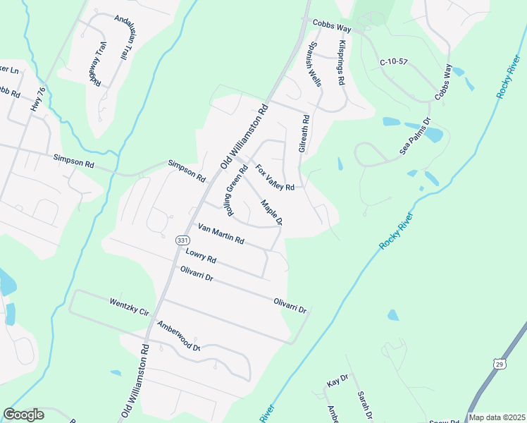 map of restaurants, bars, coffee shops, grocery stores, and more near 2102 Rolling Green Road in Anderson