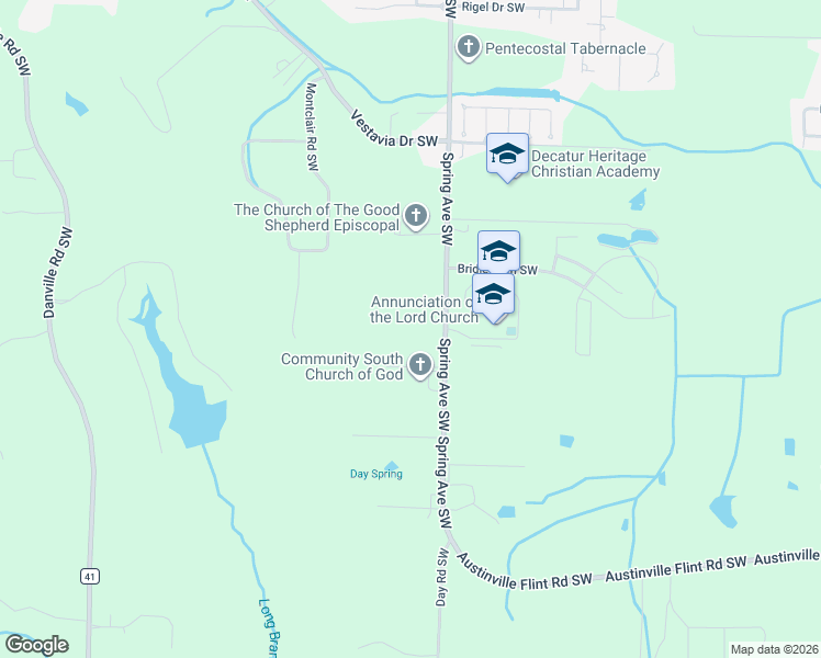 map of restaurants, bars, coffee shops, grocery stores, and more near 3907 Spring Avenue Southwest in Decatur