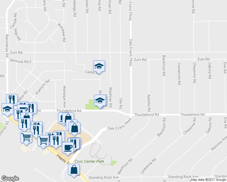 map of restaurants, bars, coffee shops, grocery stores, and more near 15457 Washoan Road in Apple Valley