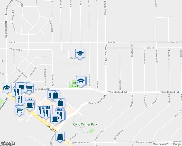 map of restaurants, bars, coffee shops, grocery stores, and more near 15457 Washoan Road in Apple Valley