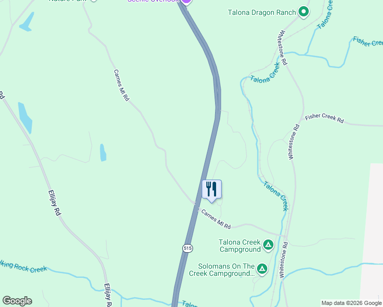 map of restaurants, bars, coffee shops, grocery stores, and more near 733 Carns Mill Road in Talking Rock
