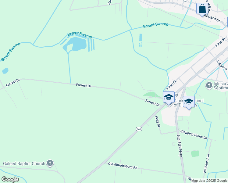 map of restaurants, bars, coffee shops, grocery stores, and more near 602 Forrest Drive in Bladenboro