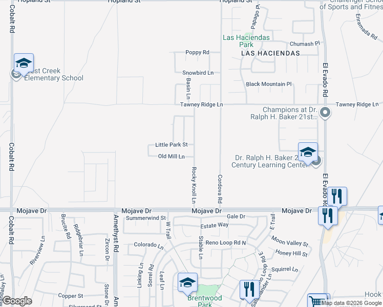map of restaurants, bars, coffee shops, grocery stores, and more near 15563 Pilot Rock Way in Victorville