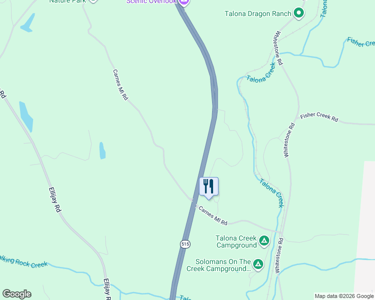map of restaurants, bars, coffee shops, grocery stores, and more near 733 Carns Mill Road in Talking Rock
