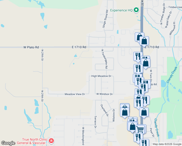 map of restaurants, bars, coffee shops, grocery stores, and more near 2105 Crestmont Drive in Duncan