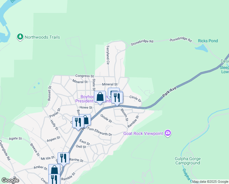 map of restaurants, bars, coffee shops, grocery stores, and more near 507 Mountain Valley Street in Hot Springs
