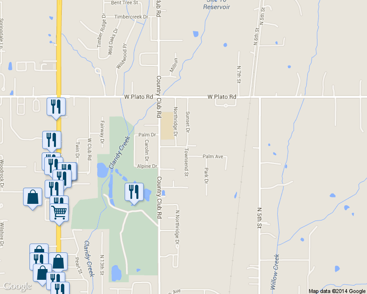 map of restaurants, bars, coffee shops, grocery stores, and more near 704 Palm Drive in Duncan