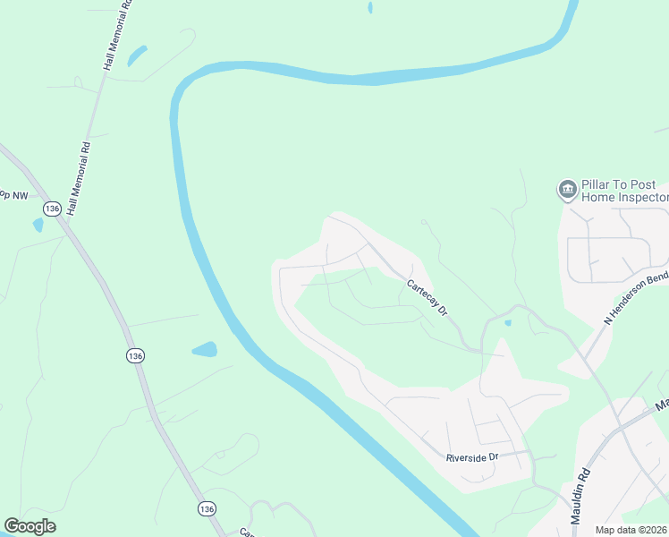 map of restaurants, bars, coffee shops, grocery stores, and more near 804 Riverside Drive in Calhoun