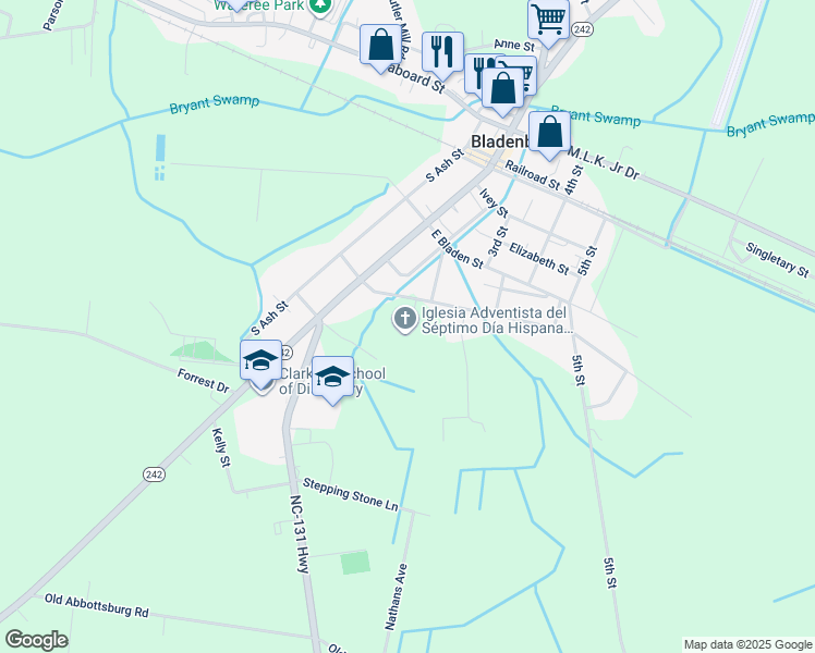 map of restaurants, bars, coffee shops, grocery stores, and more near in Kelly