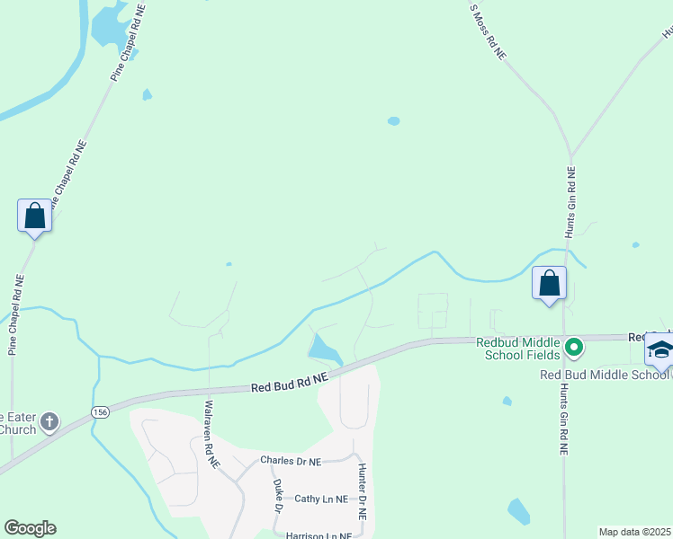 map of restaurants, bars, coffee shops, grocery stores, and more near 130 Aspen Drive Northeast in Calhoun