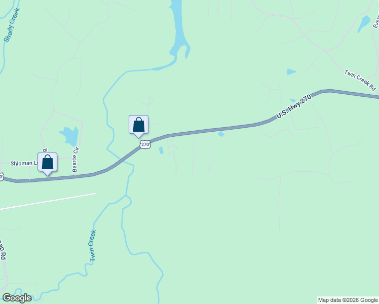 map of restaurants, bars, coffee shops, grocery stores, and more near 33 Wooded Acres Lane in Mount Ida