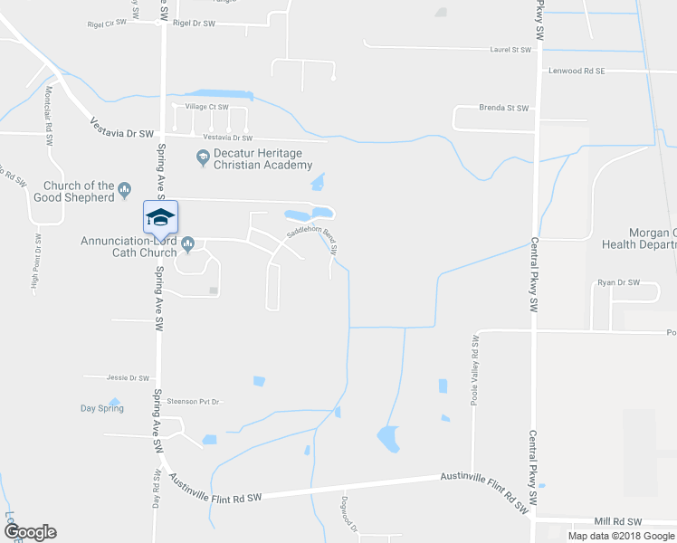 map of restaurants, bars, coffee shops, grocery stores, and more near 4022 Saddlehorn Bend Southwest in Decatur