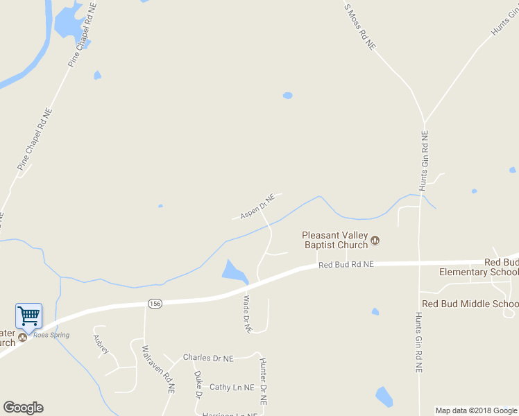 map of restaurants, bars, coffee shops, grocery stores, and more near 299 Copper Mountain Road Northeast in Calhoun