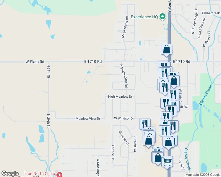 map of restaurants, bars, coffee shops, grocery stores, and more near 2105 Crestmont Drive in Duncan