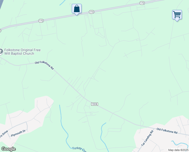map of restaurants, bars, coffee shops, grocery stores, and more near 108 Veggie Drive in Holly Ridge