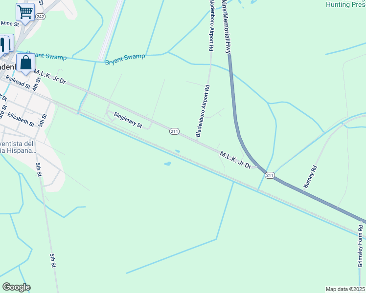 map of restaurants, bars, coffee shops, grocery stores, and more near North Carolina 211 Highway West in Bladenboro