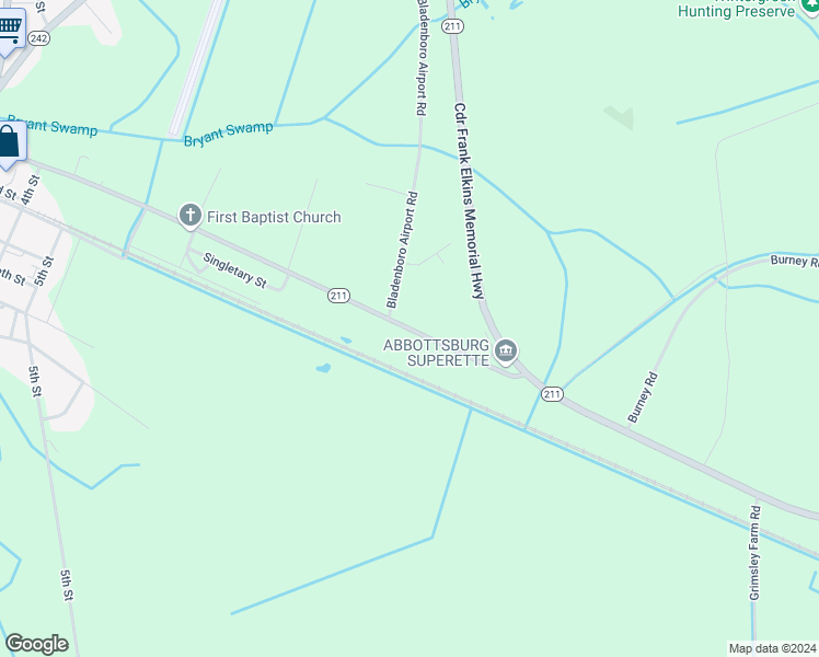 map of restaurants, bars, coffee shops, grocery stores, and more near North Carolina 211 Highway West in Bladenboro