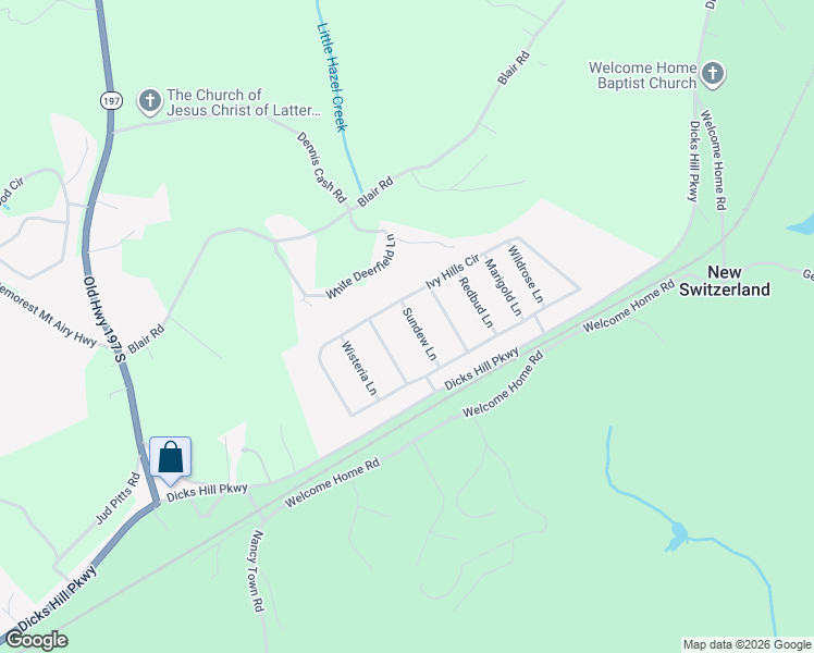 map of restaurants, bars, coffee shops, grocery stores, and more near 357 Sundew Lane in Mount Airy