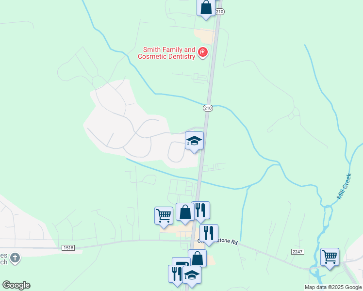 map of restaurants, bars, coffee shops, grocery stores, and more near 202 Silver Creek Loop in Sneads Ferry