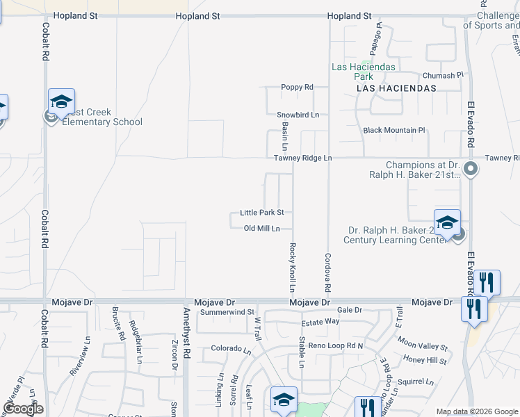 map of restaurants, bars, coffee shops, grocery stores, and more near 15564 Red Oak Way in Victorville