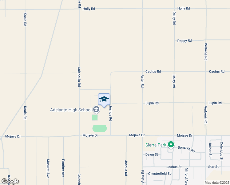 map of restaurants, bars, coffee shops, grocery stores, and more near Joshua Road in Adelanto