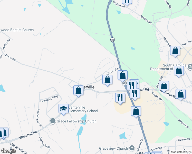 map of restaurants, bars, coffee shops, grocery stores, and more near 196 Norfolk Circle in Anderson
