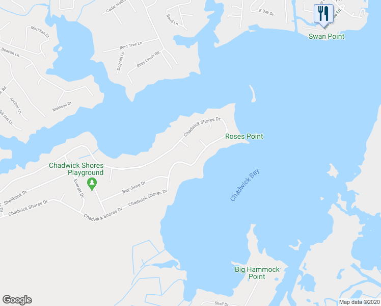 map of restaurants, bars, coffee shops, grocery stores, and more near 122 Cove Court in Sneads Ferry