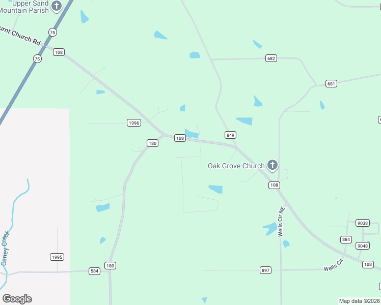 map of restaurants, bars, coffee shops, grocery stores, and more near 23 Hall Lane in Rainsville